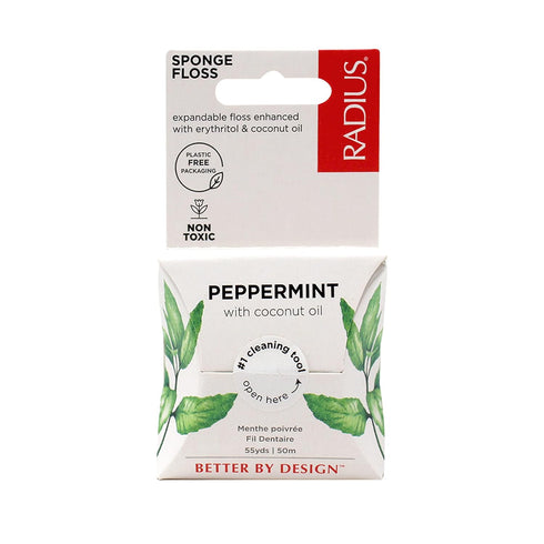RADIUS Peppermint Dental Floss 55 Yards Vegan and Non-Toxic Oral Care Boost Total Tooth & Gum Protection Clear - Pack of 2
