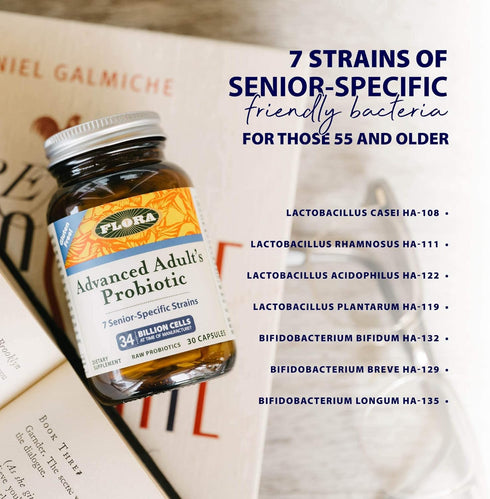 Flora Advanced Adult's Blend Probiotic - Seven Senior-Specific Strains, Gluten Free, 34 Billion Cells, 30 Capsules