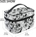 Makeup Train Case Sugar Skull Mexican Floral, Portable Zip Travel Cosmetic Brush Organizer for Girls Women