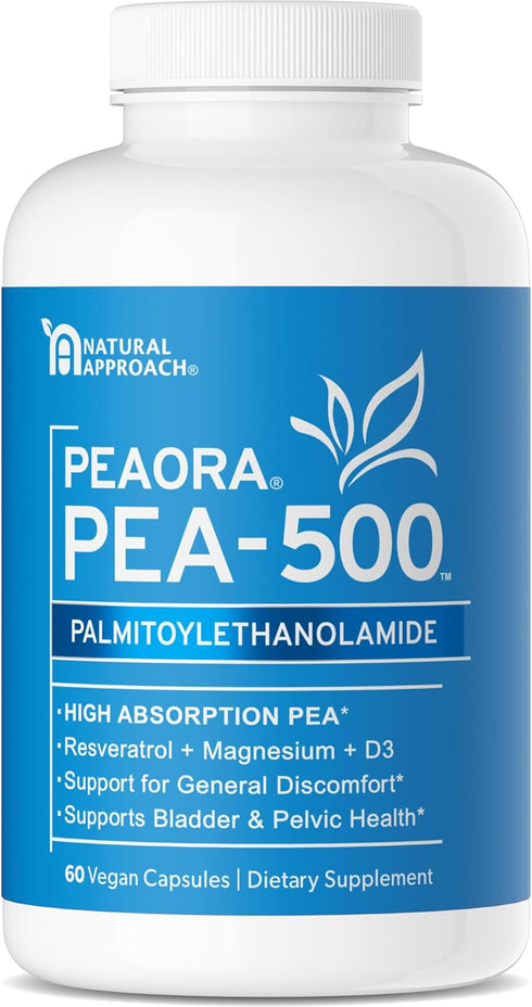 PEAORA PEA-500 - Bladder & Pelvic Discomfort Support for Women & Men - High-Absorption Palmitoylethanolamide, USA Made