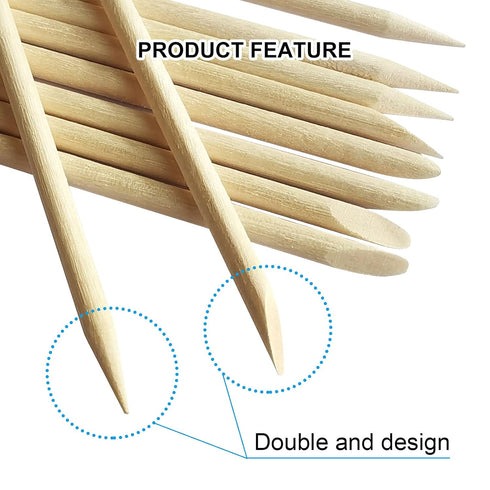 Sticks for Nails, Orange Wood Nail Sticks, Double Sided Cuticle Pusher Remover Manicure Pedicure Tool (100PCS)