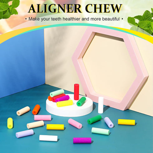 110 Pcs Aligner Chew Orthodontic Chew, Silicone Chompers for Aligner Tray Seaters, 11 Colors and Flavors