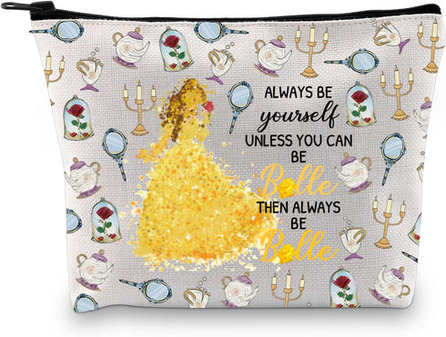 Beauty Movie Makeup Bag, Fans Gift for Princess Birthday, Fairy Tales Cosmetic Bag (ALWAYS BE Bellee)