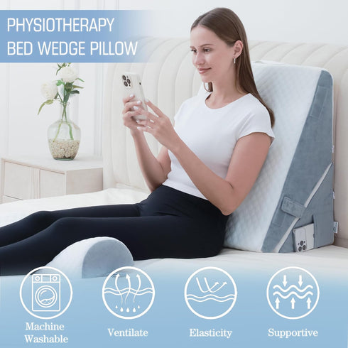 HDJOAPS 3Pcs 9&12 Inch Orthopedic Bed Wedge Pillow for Sleeping, Post Surgery or Back, Neck and Knee Support