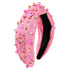 Pink Headband Pearl Crystal Hope Ribbon Knotted Headband Hair Accessories for Women (Beaded Hope)