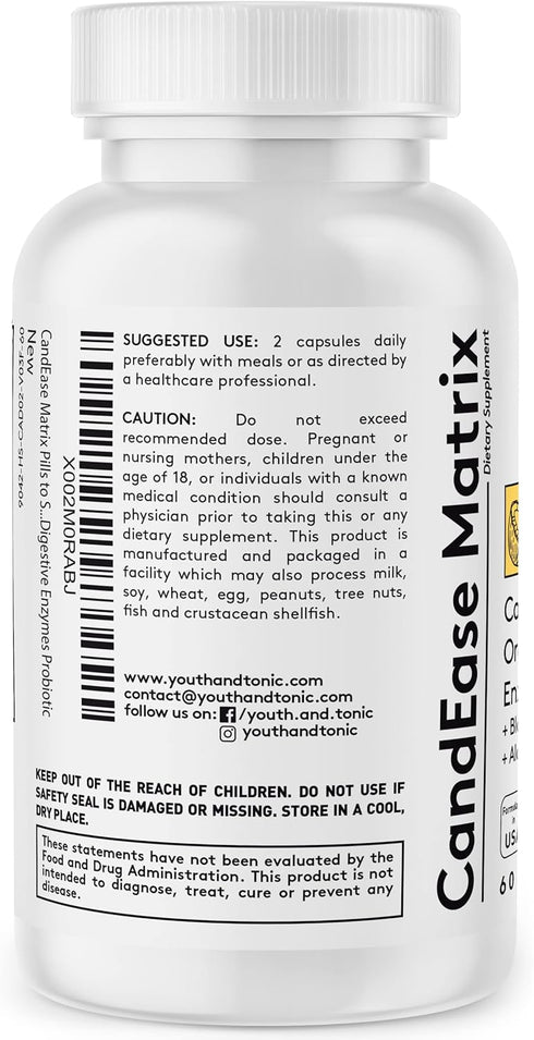 Immune 90 Youth & Tonic Oregano & Caprylic Acid Gut Health Supplement with Probiotics & Herbs for Gut Flora Balance