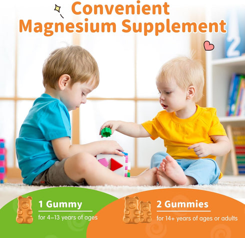 Gummies Gummies B6, D3 120ct Magnesium for Kids - Magnesium Glycinate Supplement with L-Theanine, Vitamin for Adults