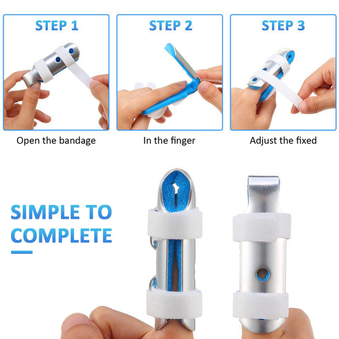 6 Pieces Metal Finger Splints, Finger Support Stabilizer for Adults and Children, 3 Sizes (Blue)