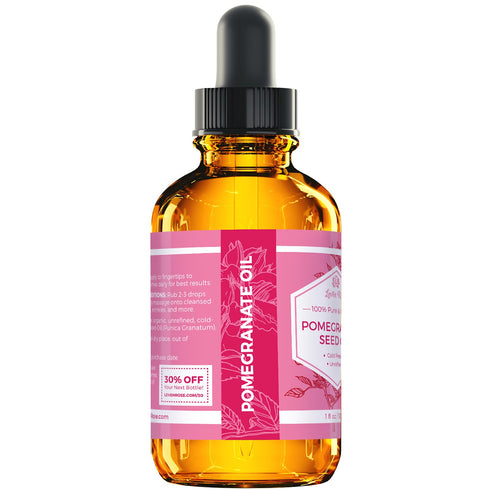 Leven Rose Pomegranate Seed Oil, 100% Pure Unrefined Cold Pressed Moisturizer for Hair, Skin, and Nails 1 oz