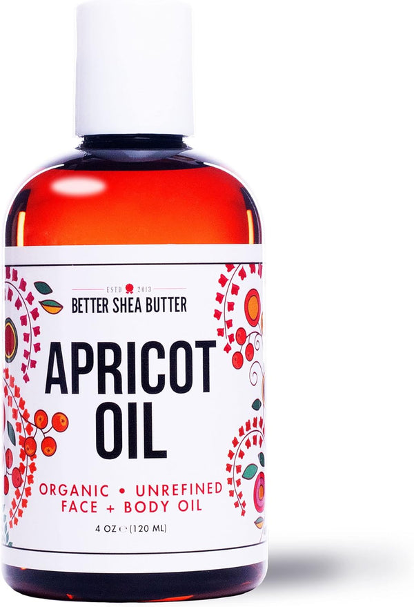 Organic Apricot Oil | 100% Pure, Cold Pressed | Massage Oil for Body and Face, 4 oz by Better Shea Butter