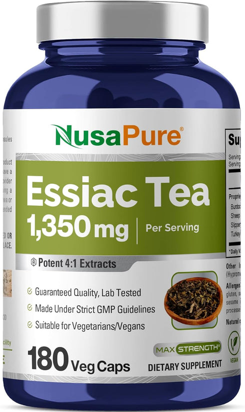NusaPure Essiac Tea 1350 mg - 180 Veggie Caps, Vegetarian, Non-GMO