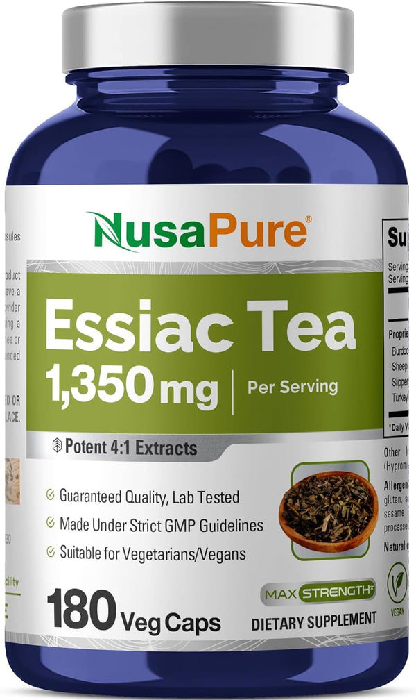 NusaPure Essiac Tea 1350 mg - 180 Veggie Caps, Vegetarian, Non-GMO