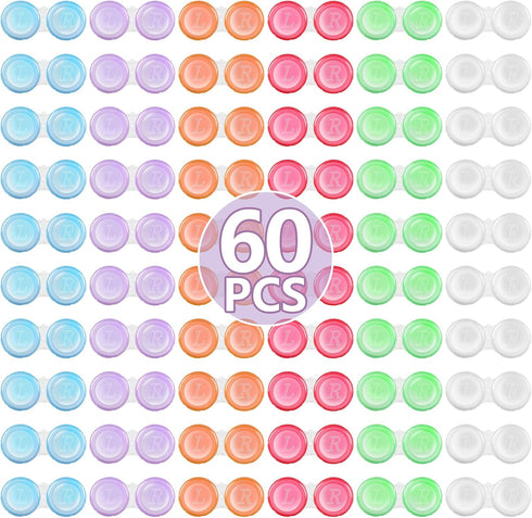 Phyyixs 60 Pack Contact Lens Cases Bulk, Transparent Cute Contact Lens Case for