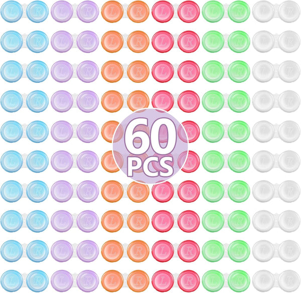Phyyixs 60 Pack Contact Lens Cases Bulk, Transparent Cute Contact Lens Case for