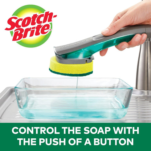 Scotch-Brite Heavy Duty Advanced Soap Control Dishwand Kit, Includes 1 Wand & 5 Refill Pads, Control Soap with a Button