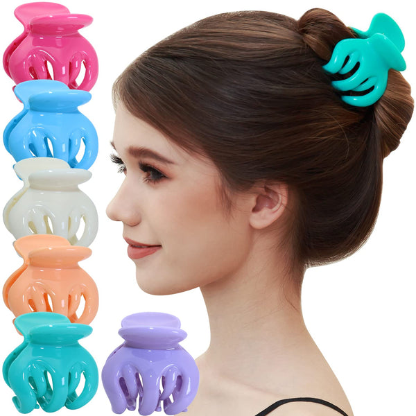 RC ROCHE ORNAMENT 6 Pcs Womens Pumpkin Hair Claw Clips, Interlocking Teeth, No Slip Grip, Large Pastel Multicolor