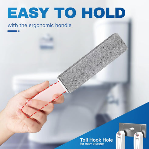 Vacplus Toilet Brush - Toilet Bowl Cleaners with Extra Long Handle, 100% Pumice Stone for Cleaning, 4 Pack
