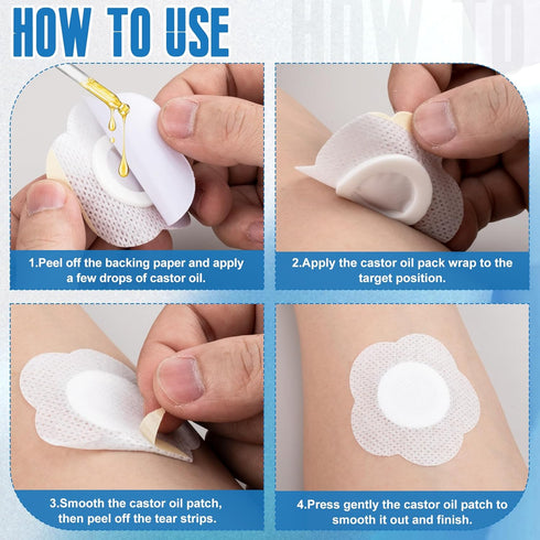 SmallCat 50 Pack 2.36 2.36 Inch PCS Disposable Castor Oil Wrap, Organic Cotton Belly Button Patch Cover, x