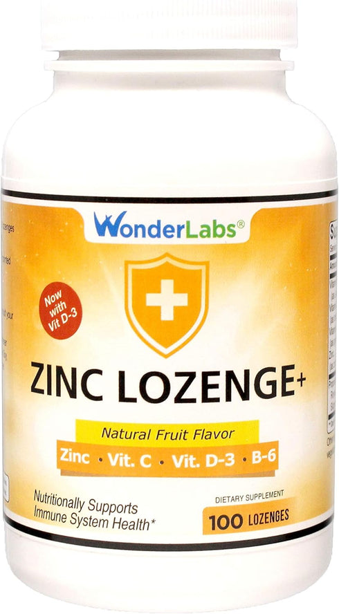 Zinc Lozenges with Vitamin C - Fruit Flavored Immune Support Lozenges, 25mg Zinc + 30mg Vitamin C, 100 Lozenges