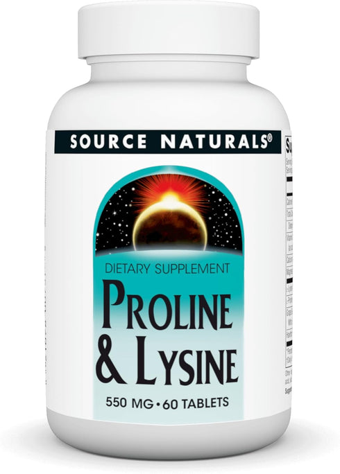 Source Naturals L-Proline & L-Lysine, 550mg, 60 Tablets