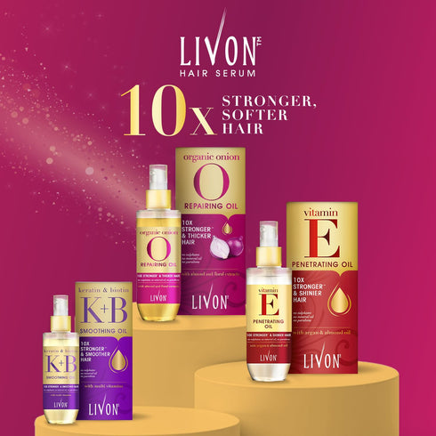 Livon Hair Serum for Men & Women, Sulphate & Paraben Free, Organic Onion Repairing Serum Oil, 3.3 Fl. oz