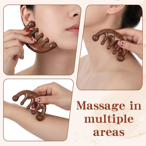 Xyembu 2Pcs 2 1 Wooden Scalp Massager Comb Wood Comb in Wide Fine Tooth with Handle for Hair Growth Natural Sandalwood