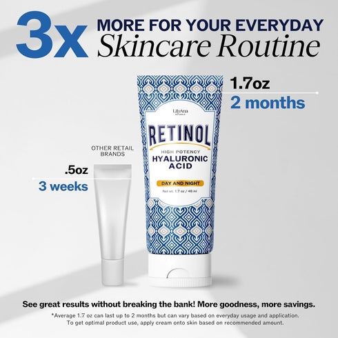 LilyAna Naturals Anti Aging Retinol Face Cream for Women – Wrinkle & Neck Cream with Hyaluronic Acid