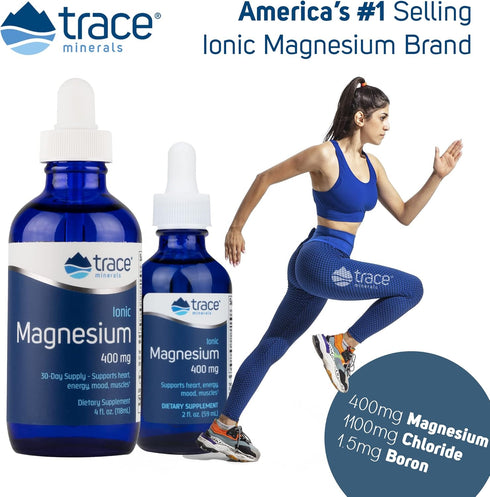 Trace Minerals Liquid Ionic Magnesium 400 mg, 4 fl oz (32 Servings)