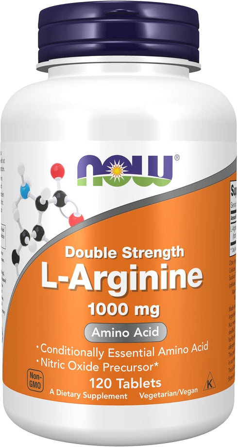 NOW Supplements, L-Arginine 1,000 mg, 120 Tablets | Nitric Oxide Precursor*, Amino Acid