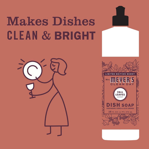 Mrs Meyers Clean Day Dish Soap, Fall Leaves Scent, 16 Fl Oz