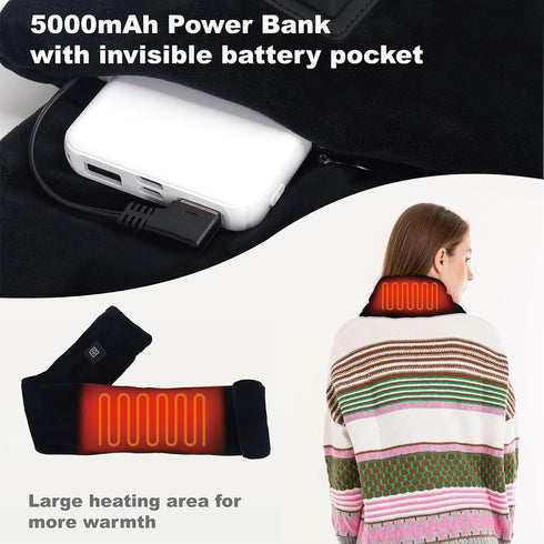 QOTOLY 3 5000mAh Cordless Heated Scarf, Neck Heating Pad for Pain Relief, Rechargeable Neck Warmer with Heat Levels