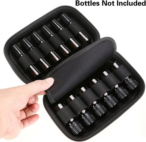 Hipiwe Hard Shell Essential Oil Carrying Case, Holds 12 Bottles (5ml, 10ml, & 10ml Rollers), Travel Size Organizer,