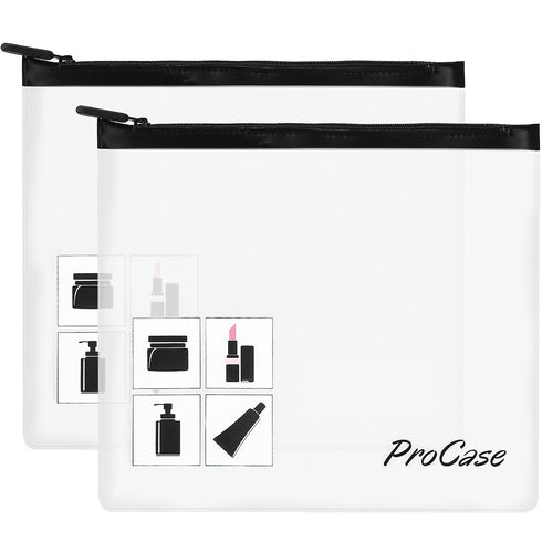 ProCase TSA Approved Clear Toiletry Bag, Durable Quart-Size Makeup Pouch, 2-Pack