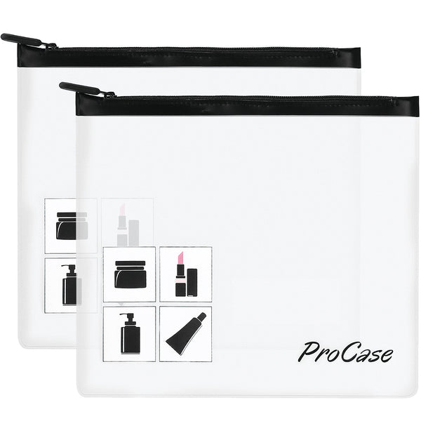 ProCase TSA Approved Clear Toiletry Bag, Durable Quart-Size Makeup Pouch, 2-Pack