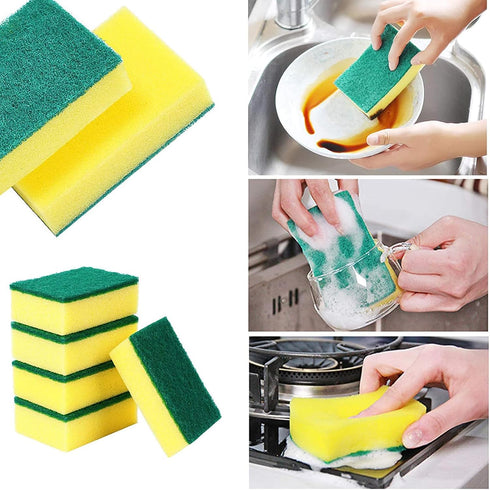 30 Pack Kitchen Sponges Individually Wrapped, Non-Scratch Scouring Pads for Cleaning