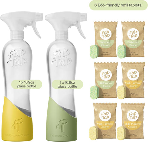 Multi-Purpose & Bathroom Cleaner Starter Kit - Natural Cleaning Products - Household Cleaners - All-Purpose Cleaner Tablets - Plant-Based - No Harsh Chemicals