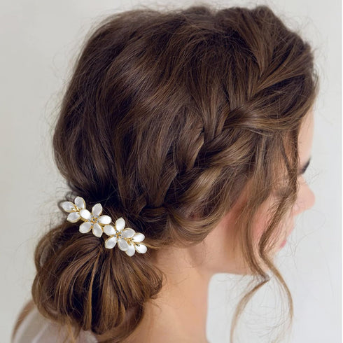 Vintage Hair Barrettes - Opal Hair Clips, French Crystal Flower Hairpin Hair Accessories for Women