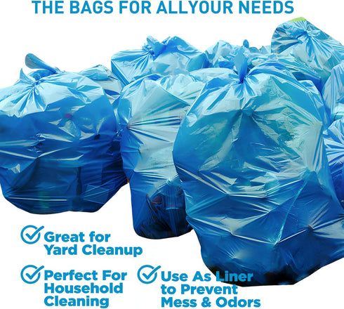 Uieogio 33-37 50 Count, Commercial 36x40 Inches,Thickened bags,(90cm100cm) Heavy Duty Trash Bags, blue, Gallon, Extra