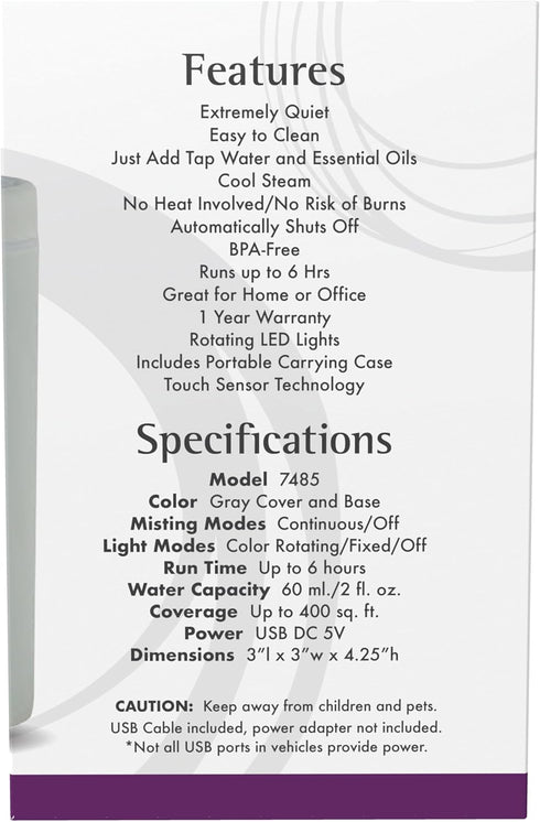 NOW Foods Essential Oils, Portable USB Ultrasonic Aromatherapy Oil Diffuser, Travel Friendly, Extremely Quiet