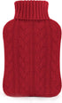 samply Hot Water Bottle with Knitted Cover, 2L Hot Water Bag for Hot and Cold Compress, Pain Relief, Red
