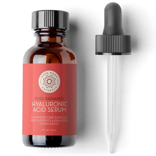Pure Body Naturals Hyaluronic Acid Serum for Face - Non-Greasy, Age Defying, with Vitamins C & E