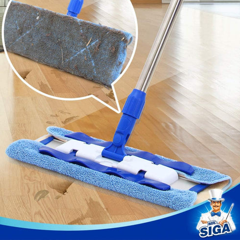 MR.SIGA Professional Microfiber Mop for Hardwood, Laminate, Tile Floor Cleaning, Stainless Steel Handle with 3 Pads