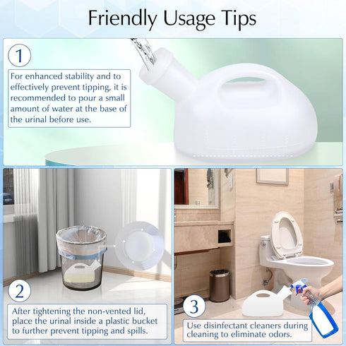 OOCOME Portable Urinals for Men, Spill Proof Reusable Male Pee Bottle, 2000 ml with 47.2" Long Tube and Lid