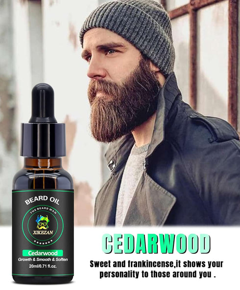 XIKEZAN 5 Pack Beard Oil Set with Sandalwood, Orange, Vanilla, Cedarwood, Christmas Stocking Stuffers for Men