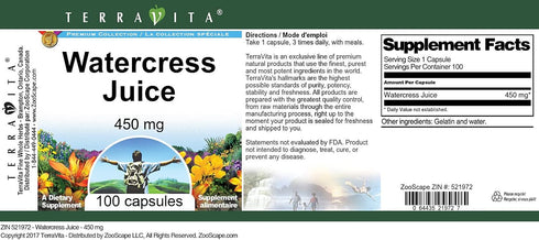 Terravita 450 (100 521972) Watercress Juice - mg Capsules, ZIN: