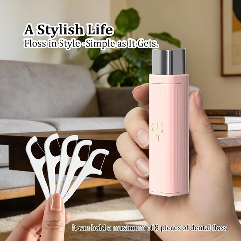Nouysoc Portable Floss Pick Dispenser, Compact Floss Holder for Travel and On-the-Go Oral Care, Easy One-Handed