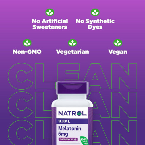 Natrol Sleep Melatonin 5mg Fast Dissolve Tablets | 90 Strawberry-Flavored Tablets, Nighttime Sleep Aid