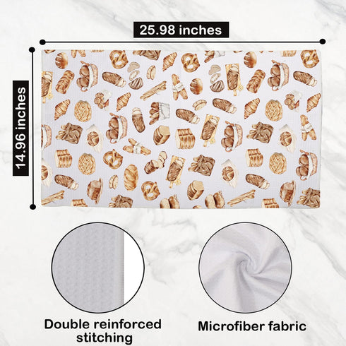 LEVLO Sourdough Starter Bakery Kitchen Towel Bread Sketch Pastry Breakfast Tea Coffee Towel Graduation Housewarming