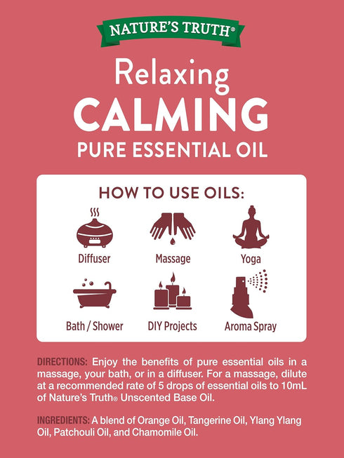 Nature's Truth Aromatherapy Calming 100% Pure Essential Oil, Citrus, 0.51 Fluid Ounce, Clear