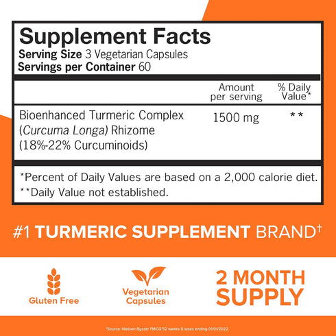 Qunol Turmeric Curcumin Supplement - 1500mg with Ultra High Absorption, Joint Support, 180 Count